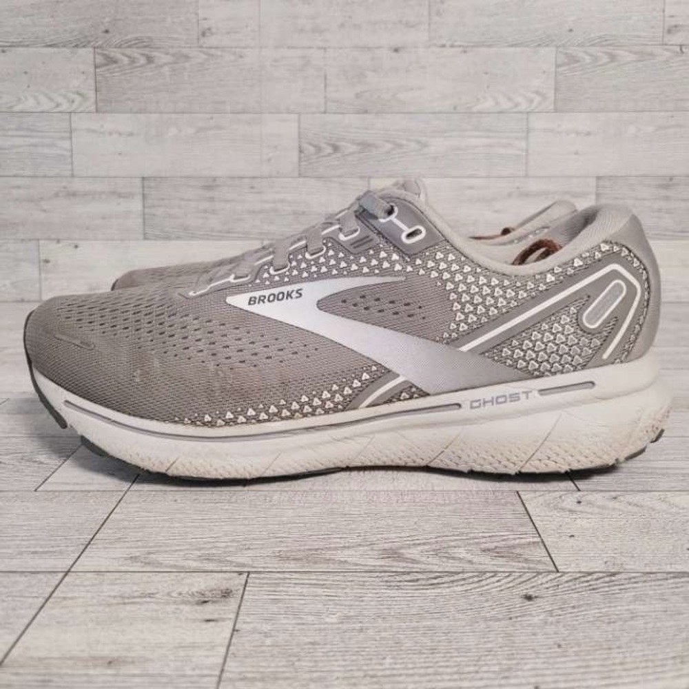 Women’s Brooks Ghost 14 Grey White Athletic Running Sneakers Shoes Size 8